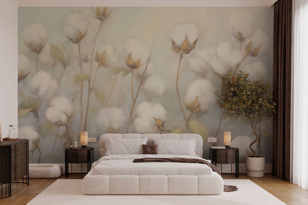 Painting of cotton flowers