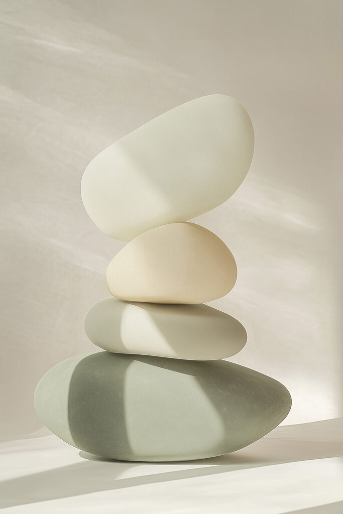 Stack of rocks on a table