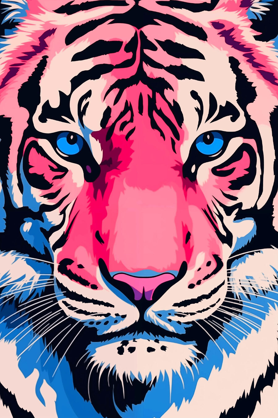 Merész tigris feltűnő kék szemekkel