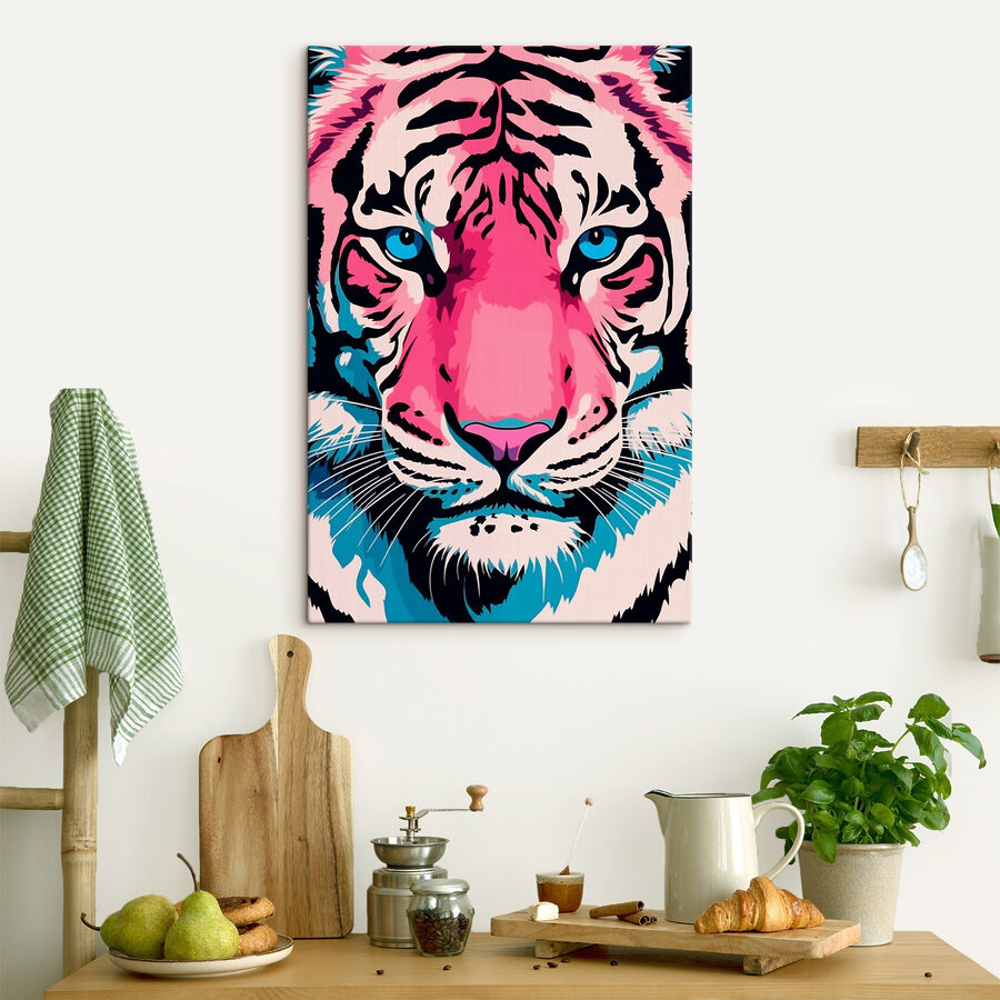 Merész tigris feltűnő kék szemekkel