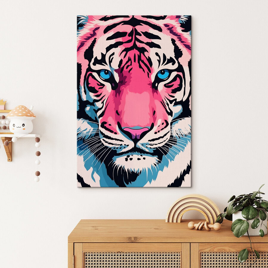Merész tigris feltűnő kék szemekkel