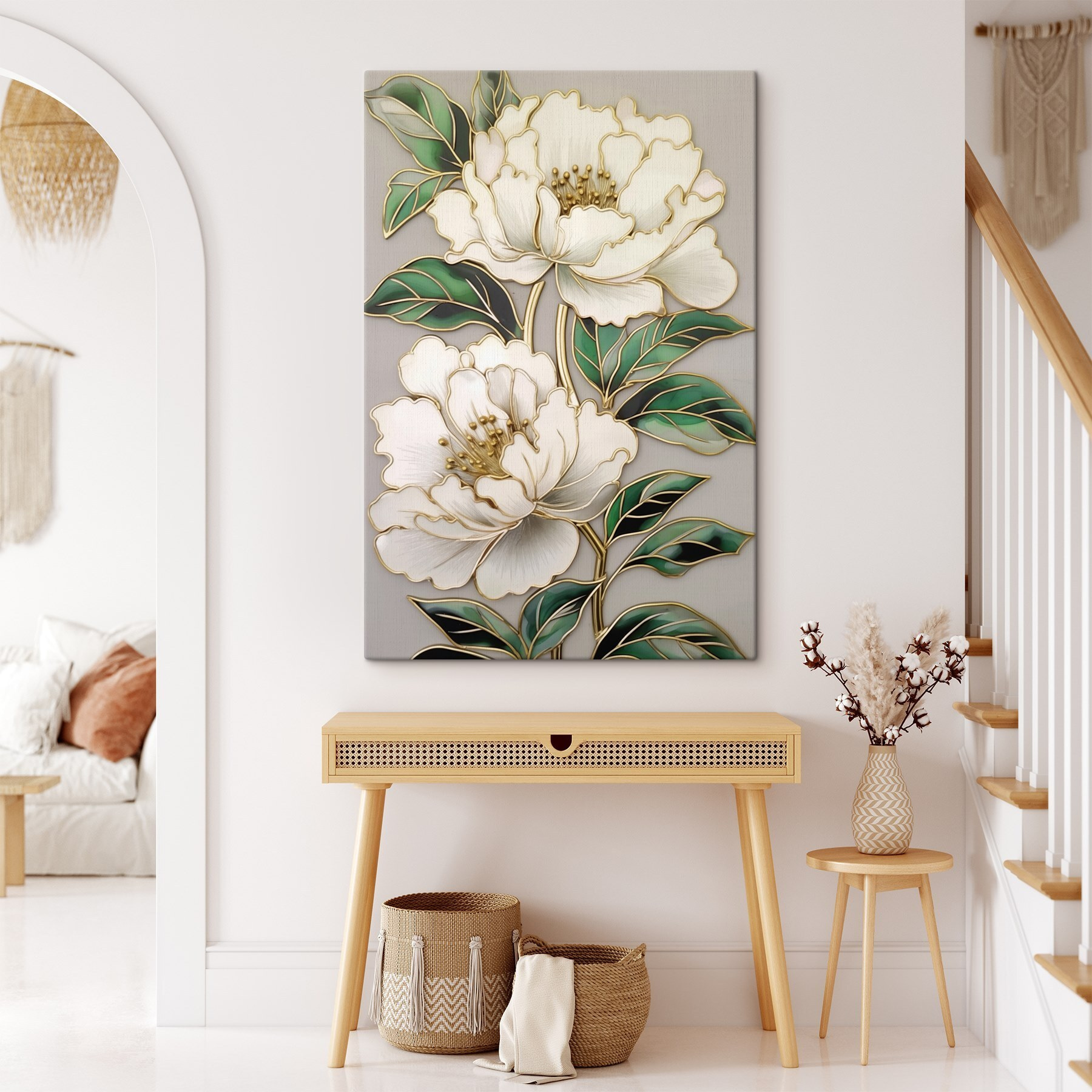 Elegant blooms framed by lush leaves