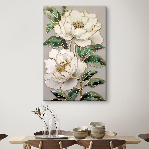 Elegant blooms framed by lush leaves