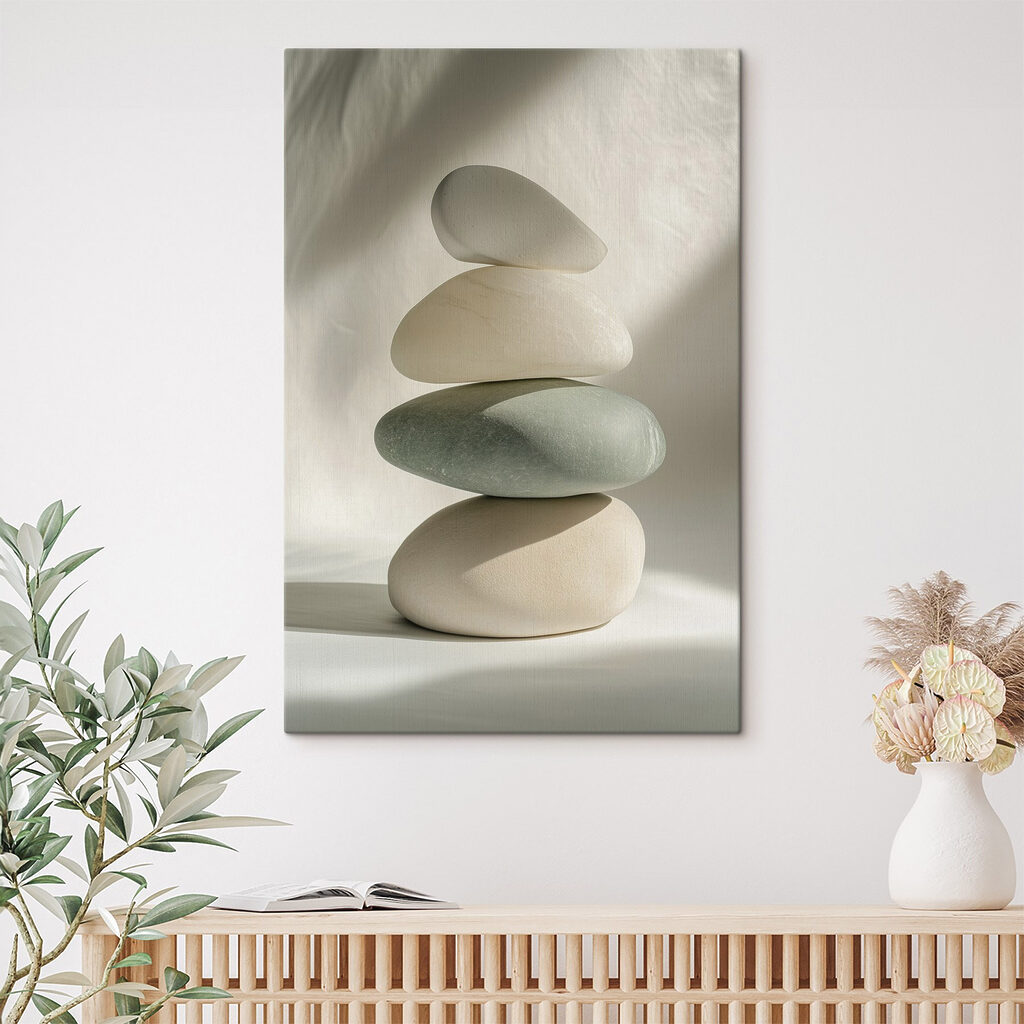 Stack of rocks on a white surface