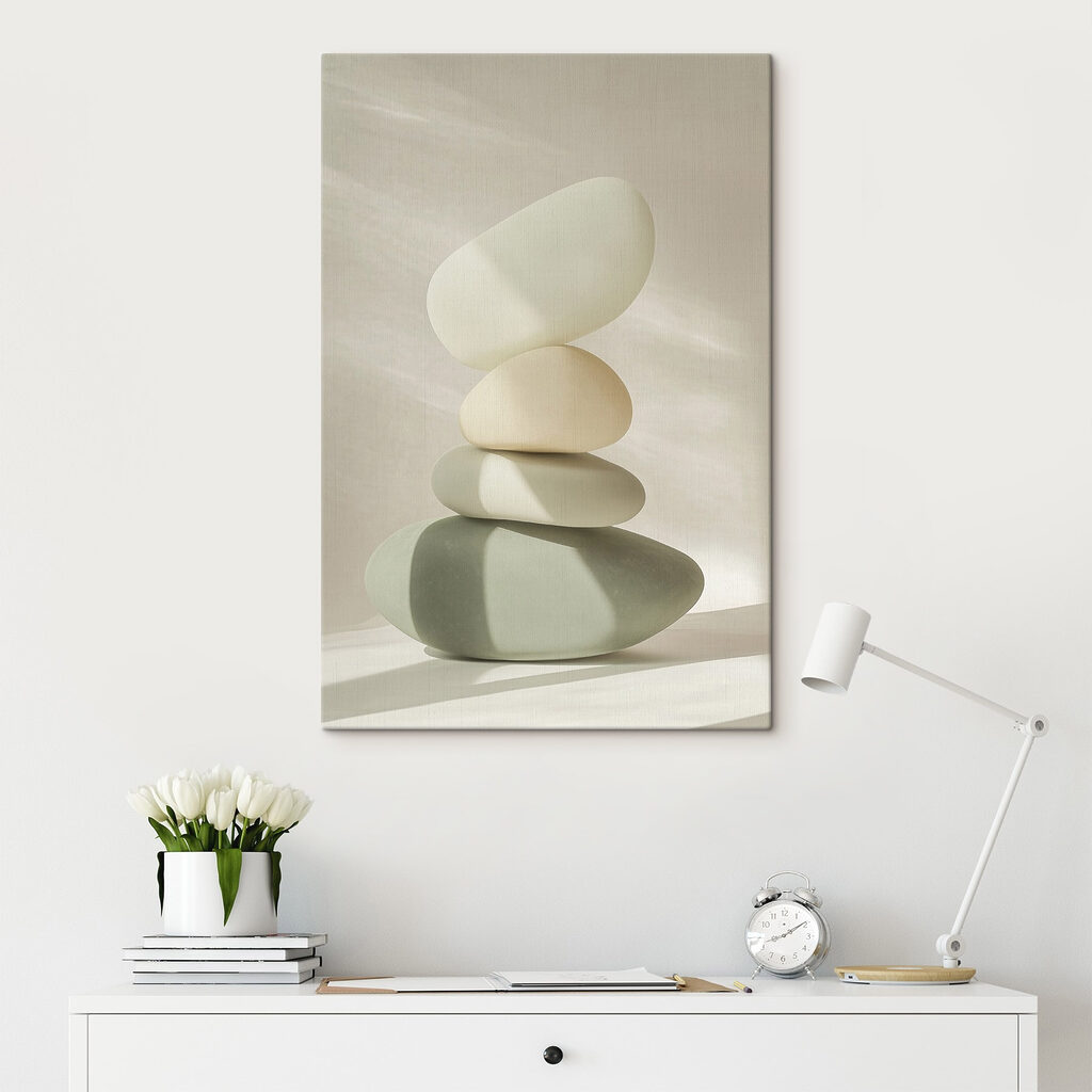 Stack of rocks on a table