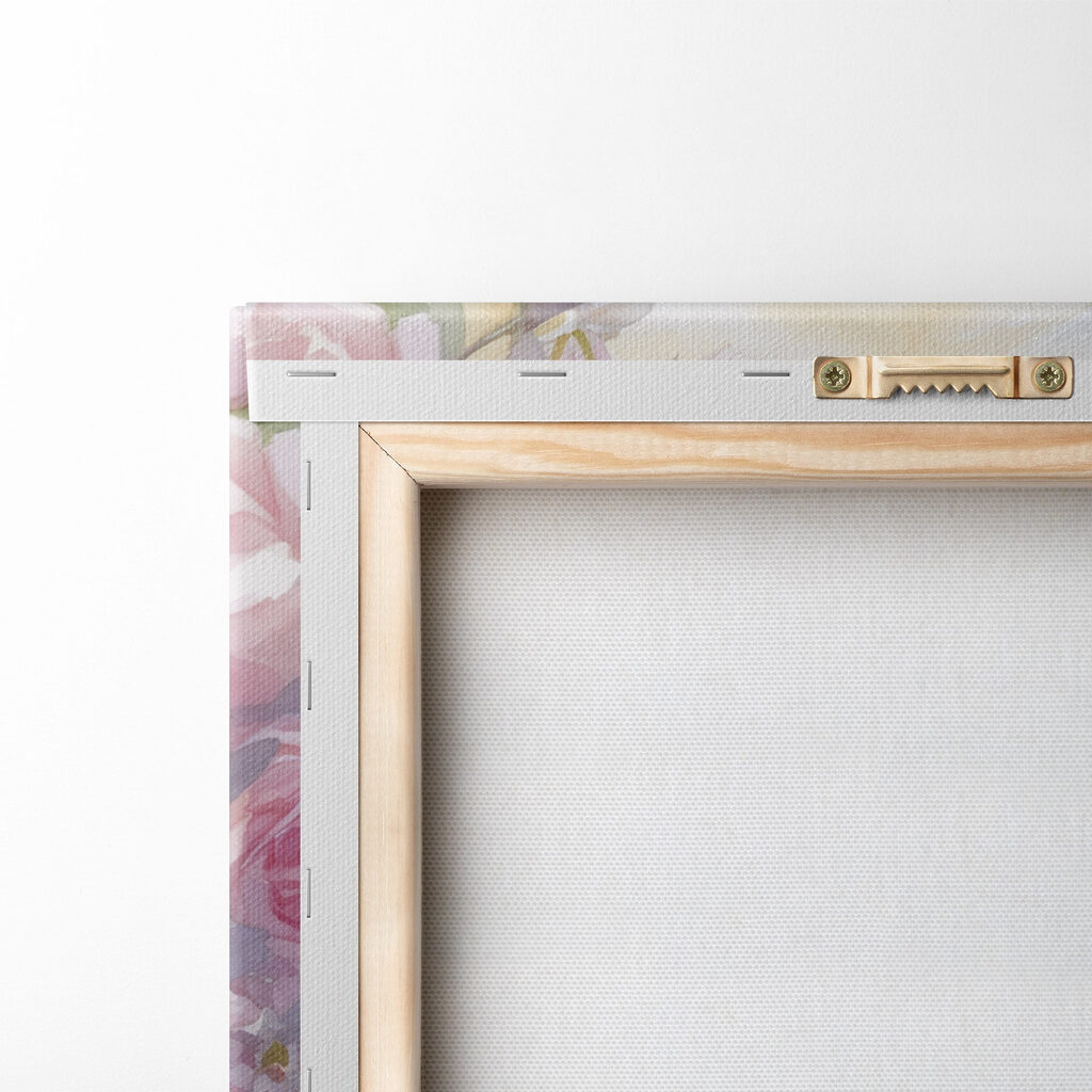 Watercolor painting of a dessert with a rose on top of a plate with blueberries and a spoon
