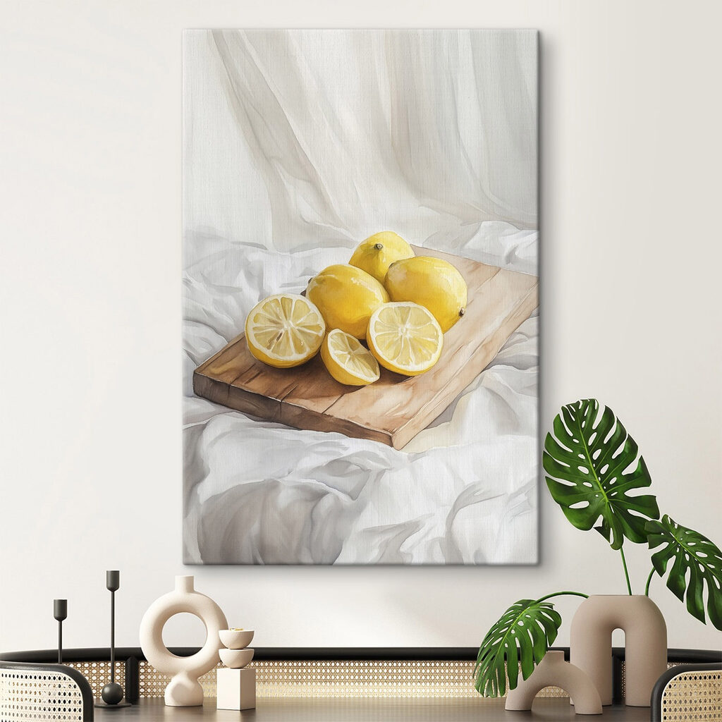Group of lemons on a cutting board