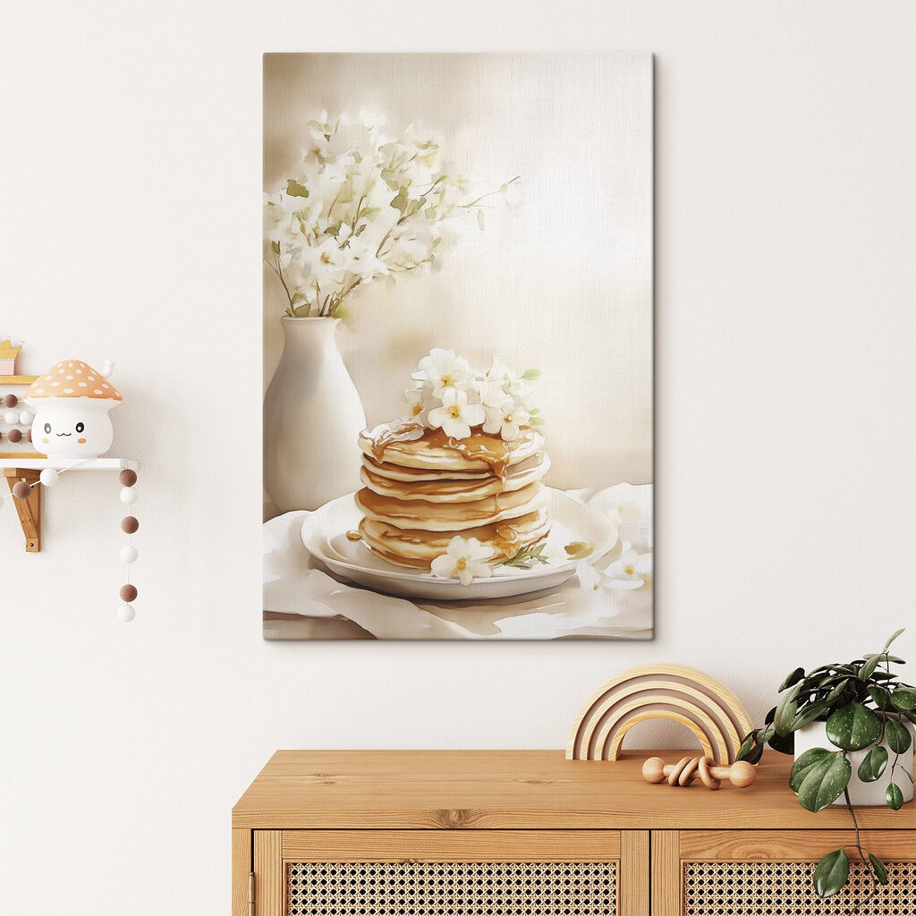 Stack of pancakes with flowers on top