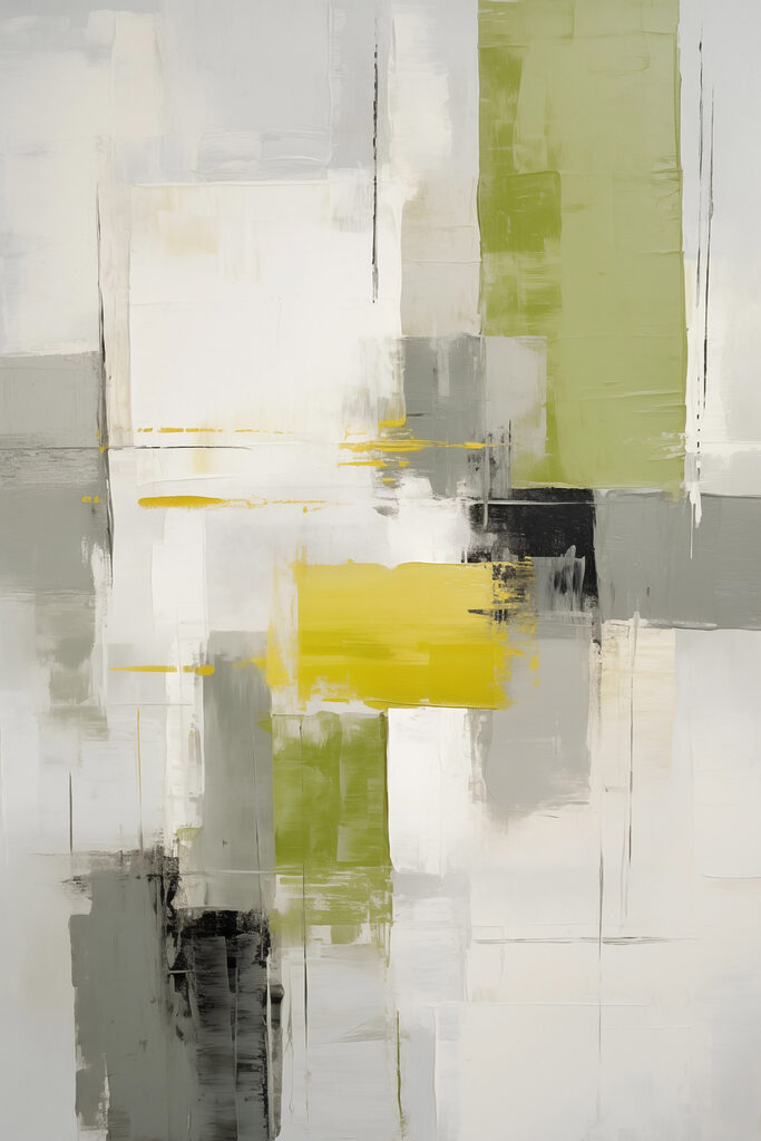 Painting of a grey and yellow art