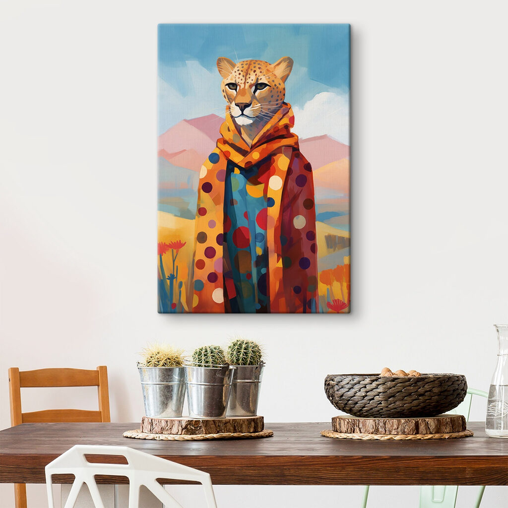 Cheetah wearing a scarf