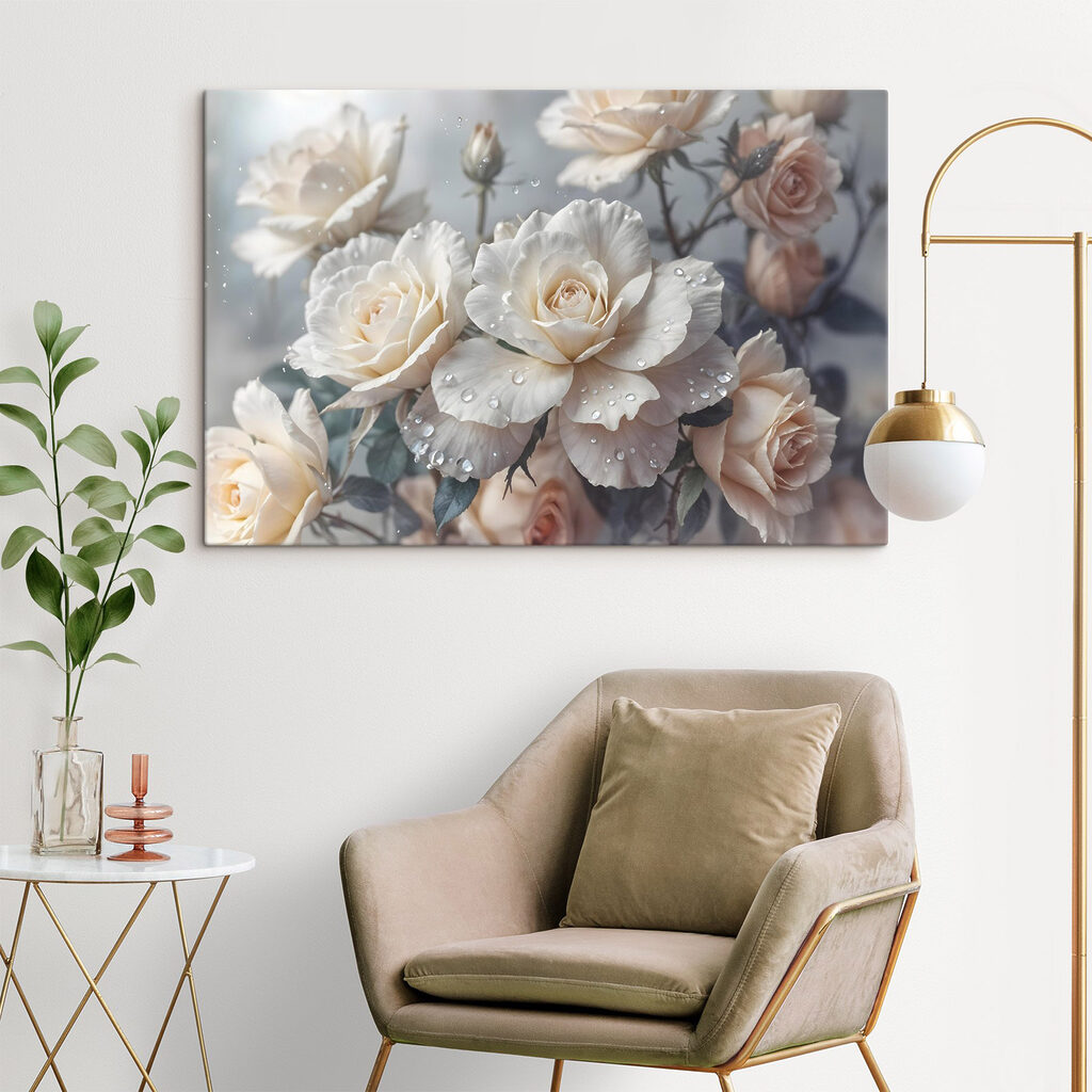 Group of white roses with water drops Group of white roses with water drops