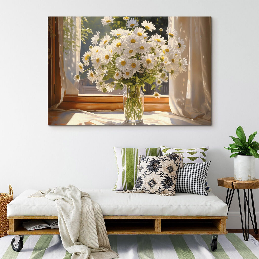 Bouquet of daisies in a glass vase