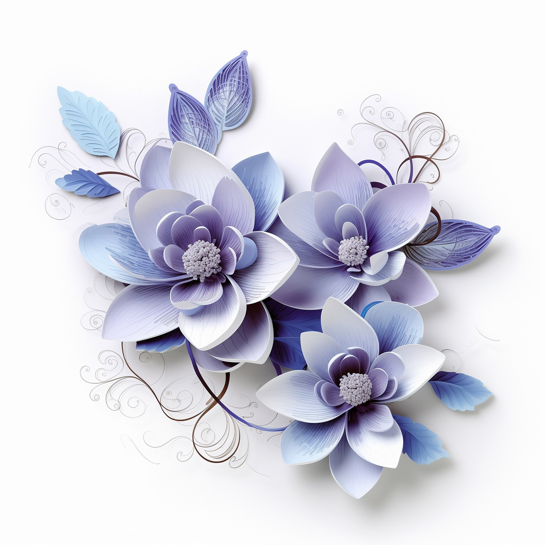 Group of flowers with leaves