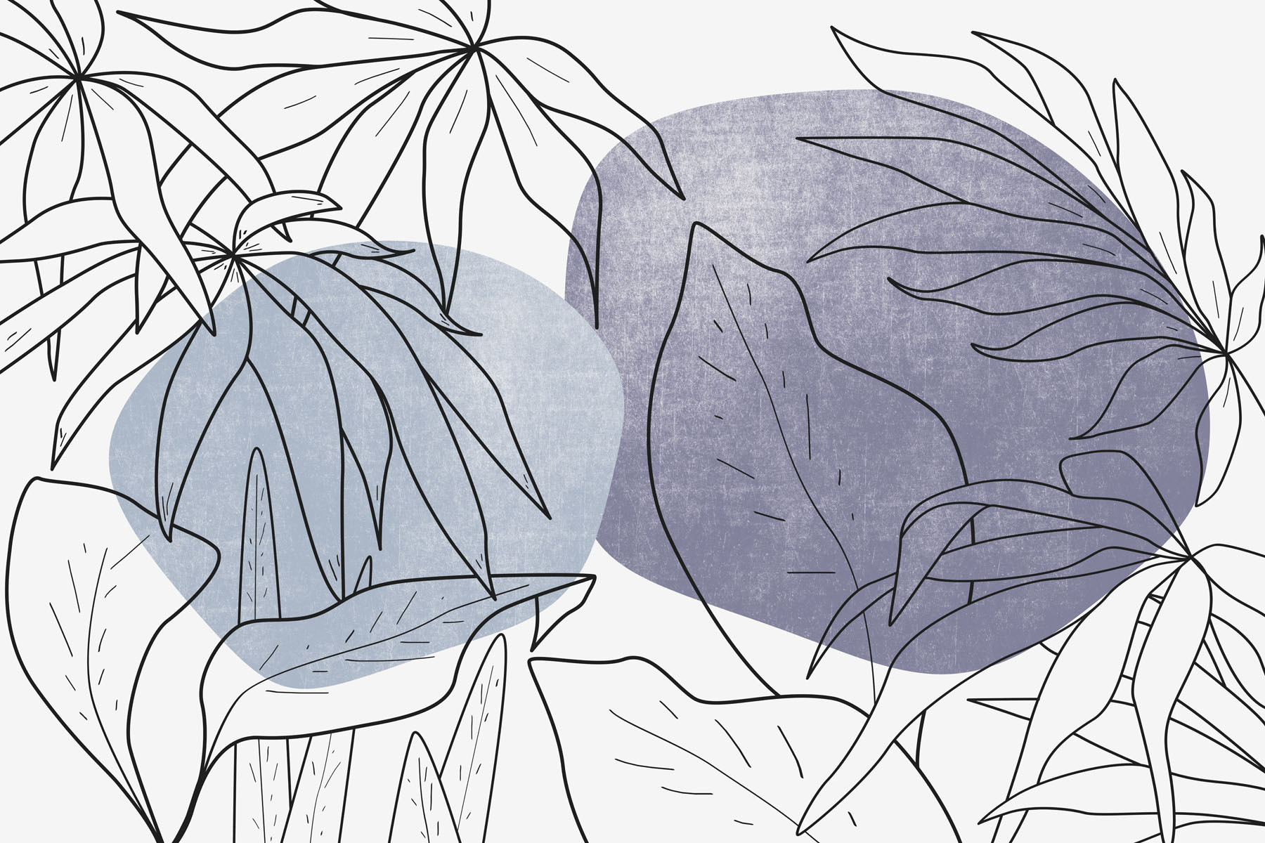 Drawing of leaves and a blue circle