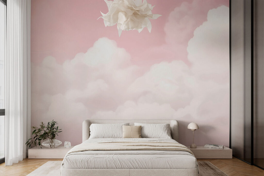 Pink sky with clouds