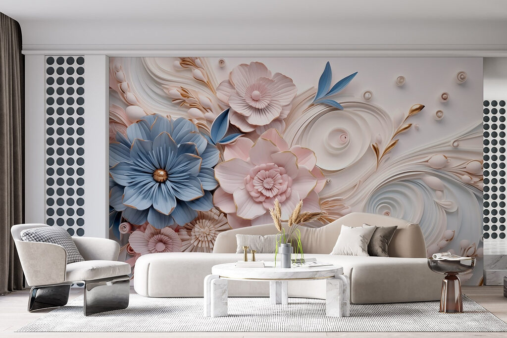 Paper flowers and leaves