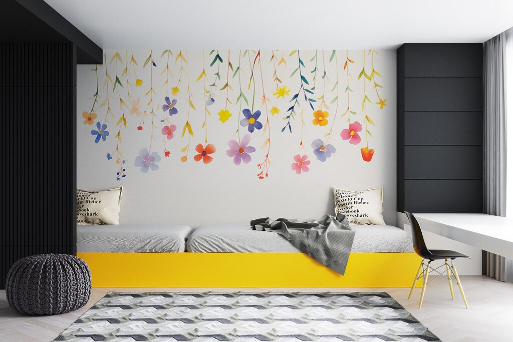 Watercolor painting of flowers and leaves Watercolor painting of flowers and leaves