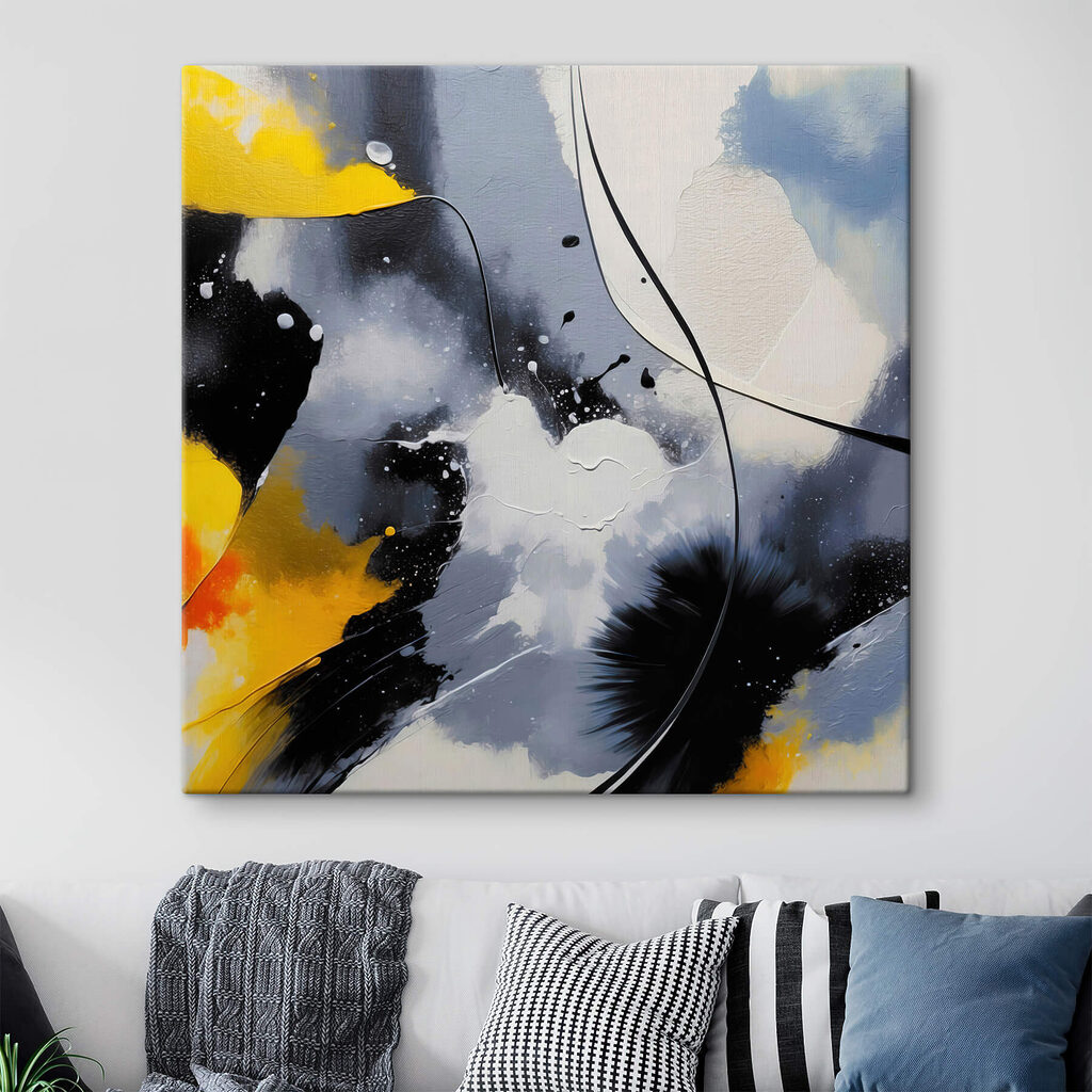 Painting of black yellow and white colors