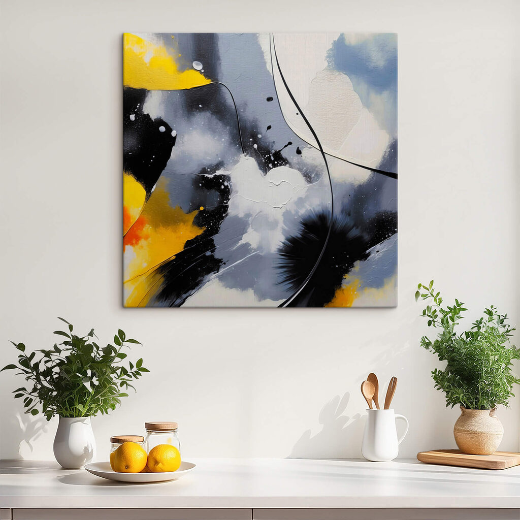 Painting of black yellow and white colors