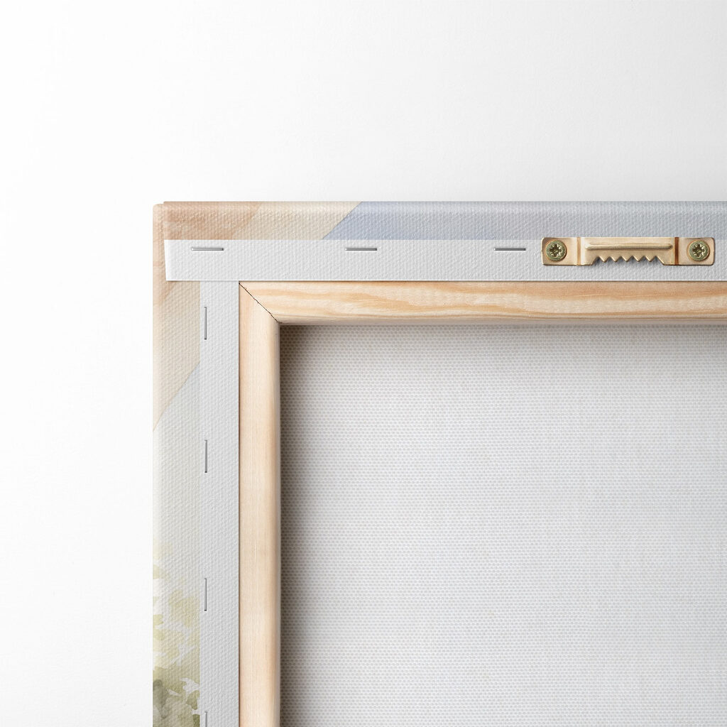 Watercolor painting of a balcony with a view of a city