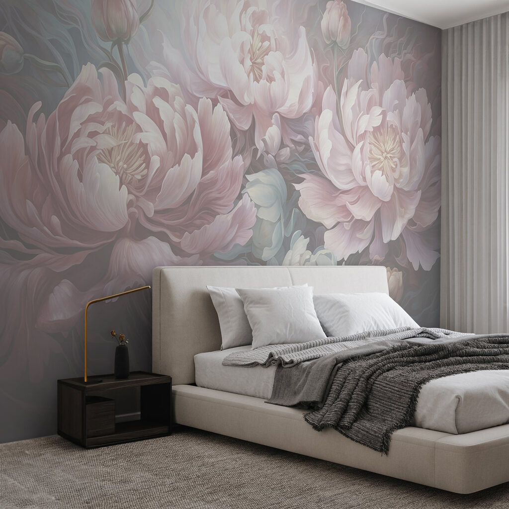 Painting of flowers on a gray background Painting of flowers on a gray background