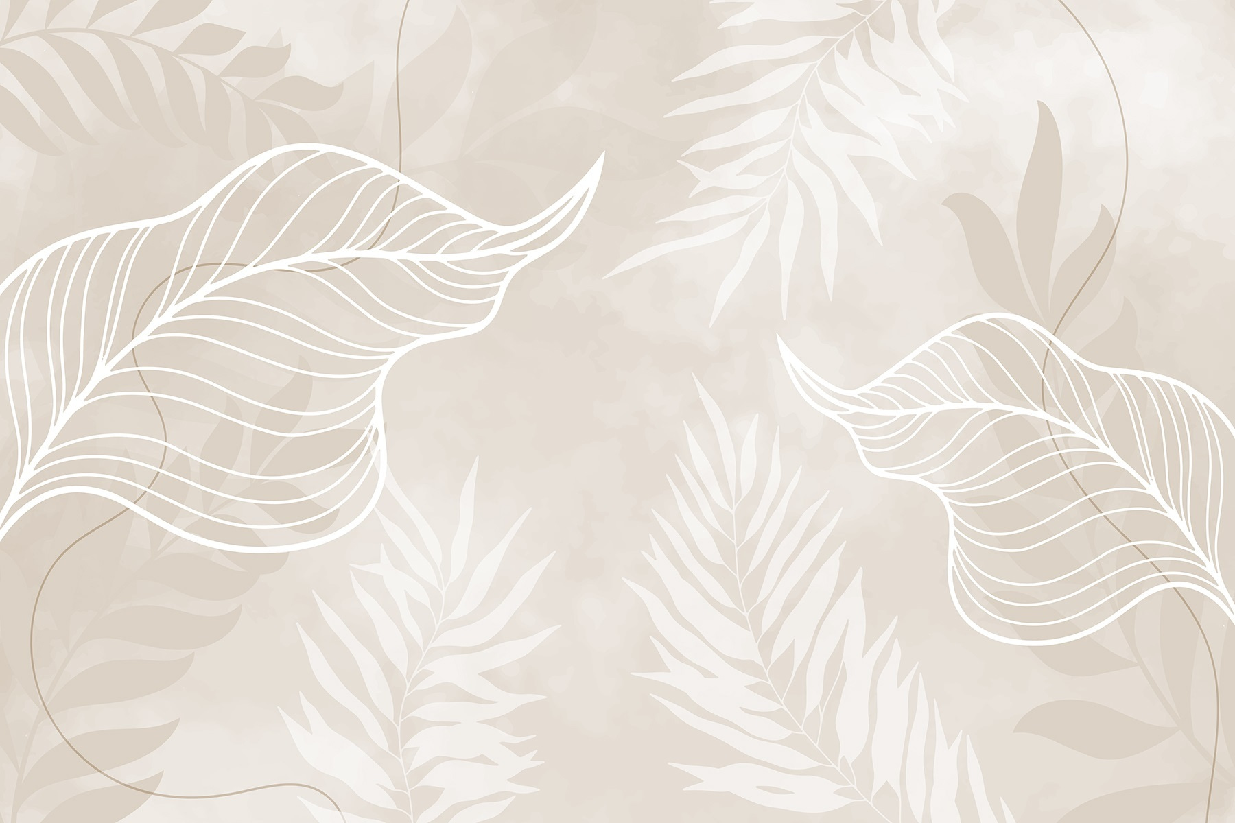 White leaves on a beige background