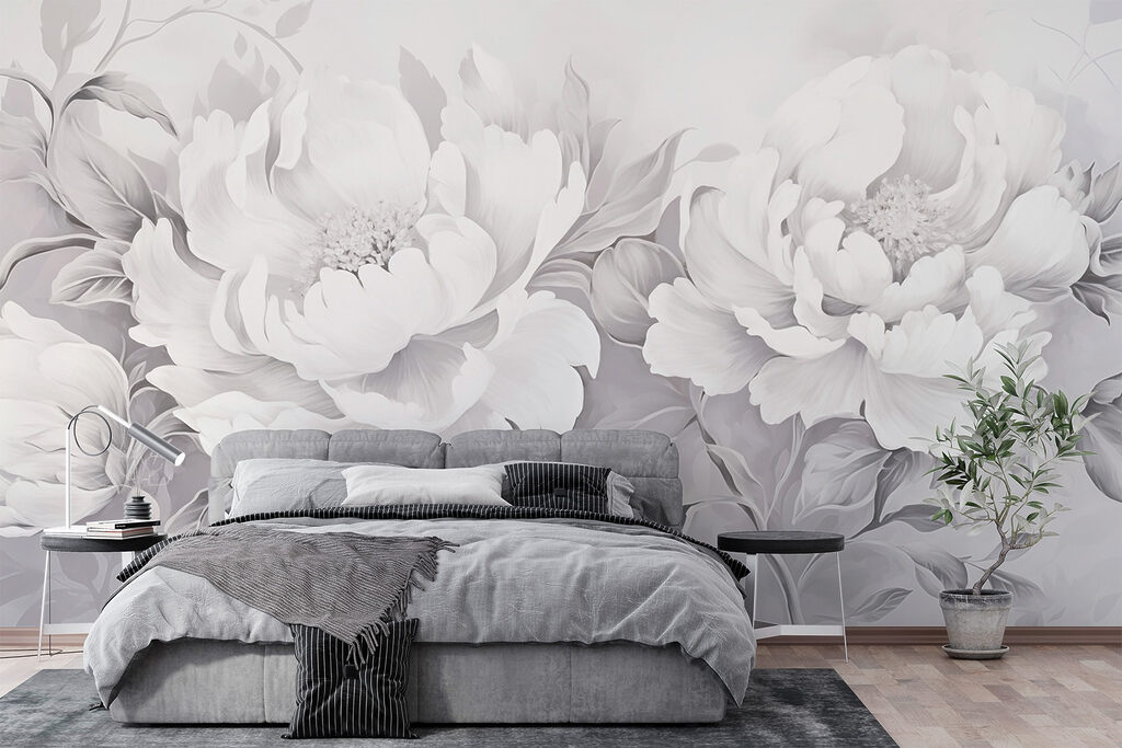 Elegant white floral arrangement on canvas Elegant white floral arrangement on canvas