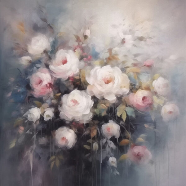 Painting of flowers in a vase