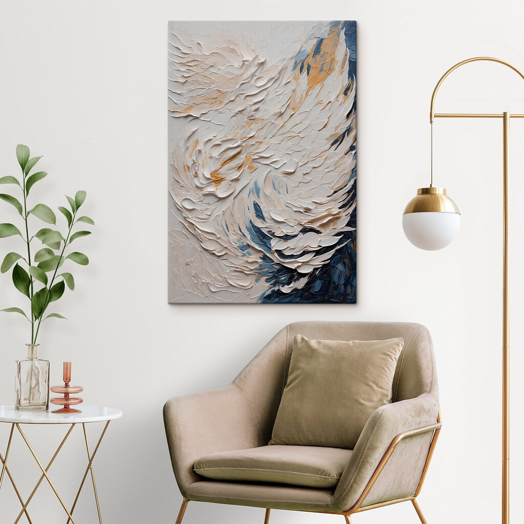 White and blue painting