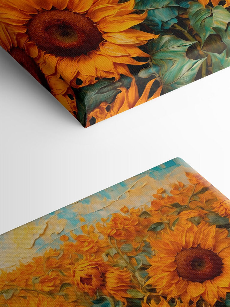Painting of sunflowers in a field