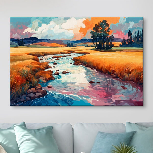 River running through a field