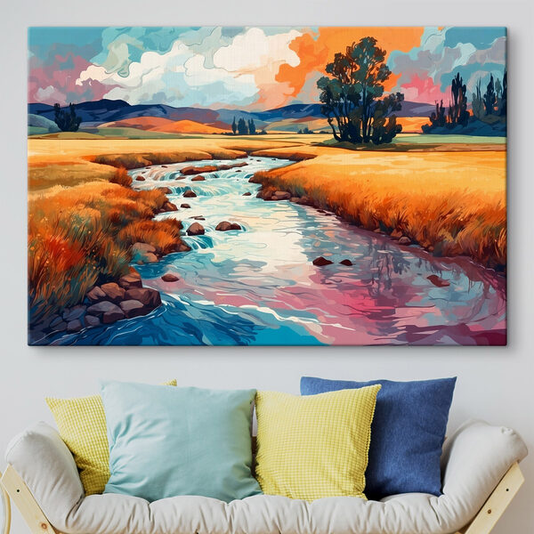 River running through a field