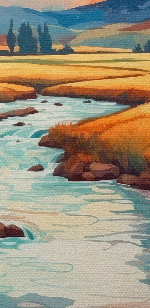 River running through a field