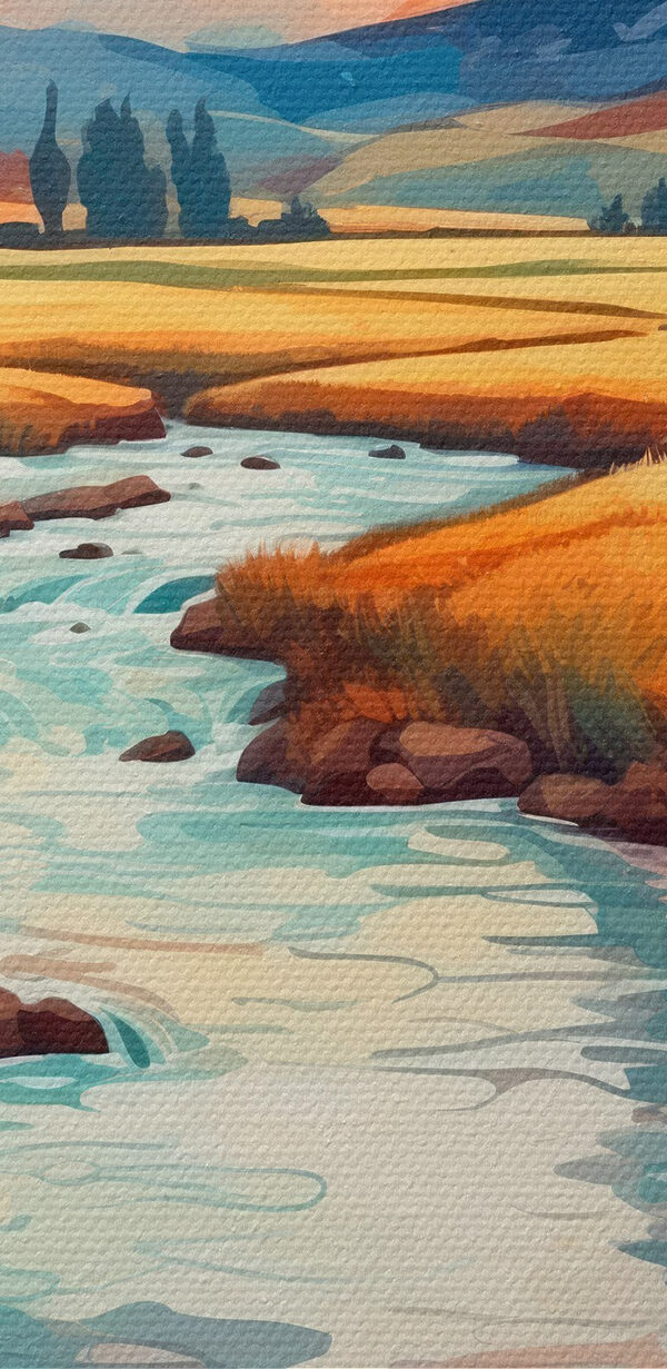 River running through a field