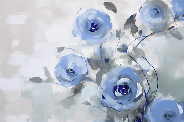 Painting of blue flowers