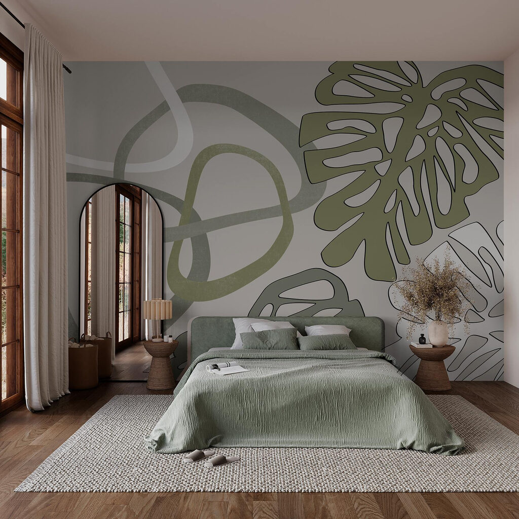 Abstract shapes with botanical elements