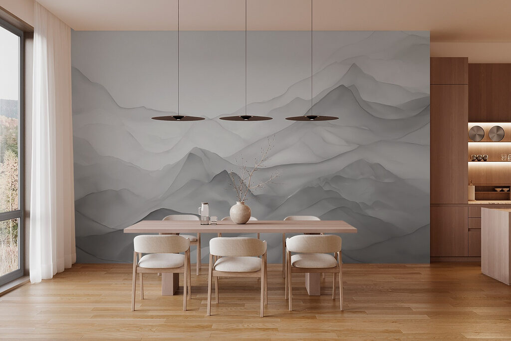 Grey and white mountain range