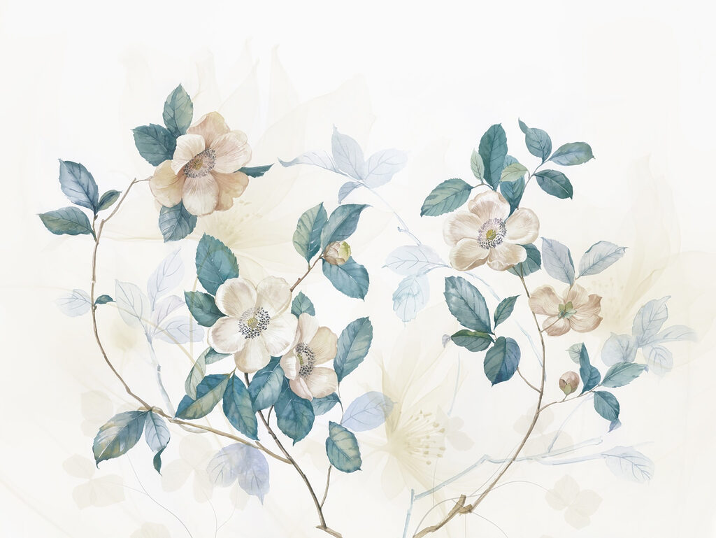 Painting of flowers and leaves Painting of flowers and leaves