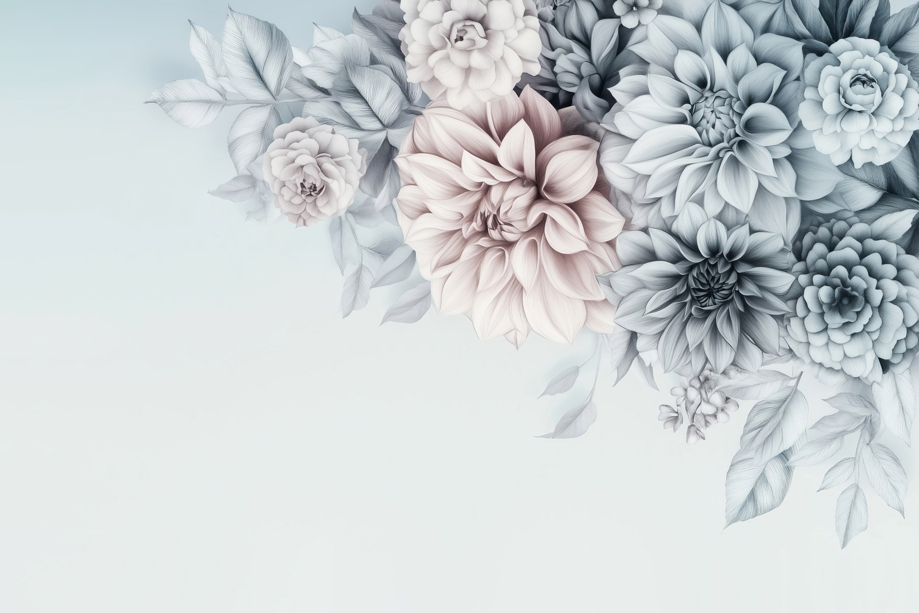 Group of flowers with leaves Group of flowers with leaves