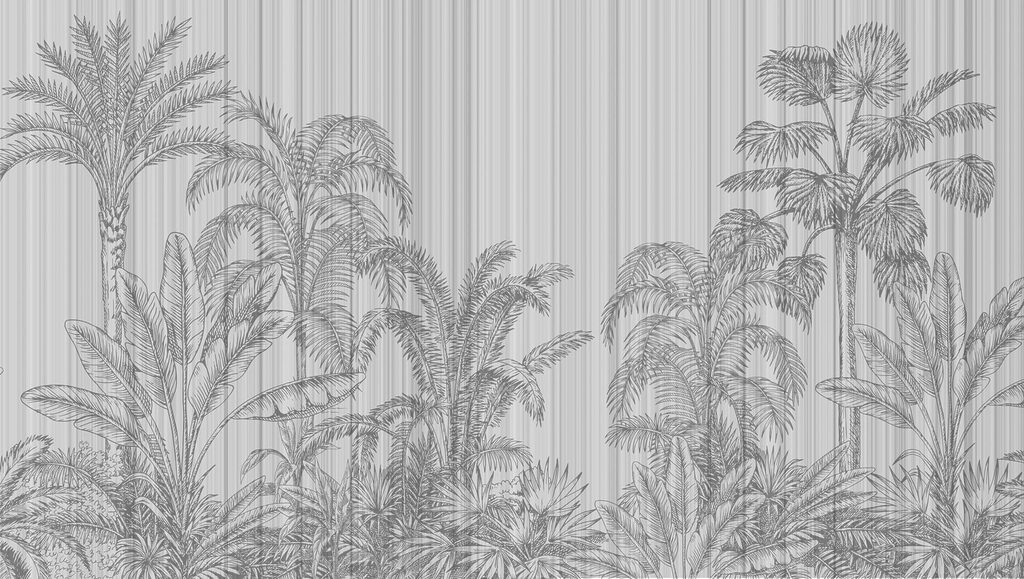 Grey and white background with palm trees