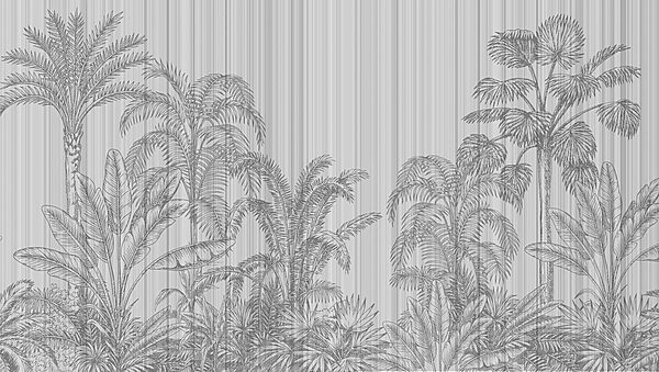 Grey and white background with palm trees