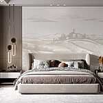 Fotótapéta Tájkép házzal és mezőkkel