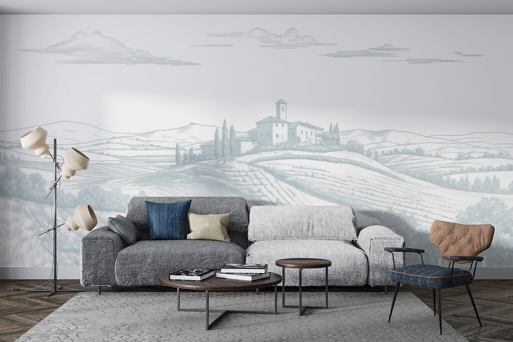 Landscape with a house and trees Landscape with a house and trees