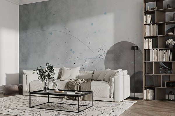 Grey and blue circles and lines Grey and blue circles and lines