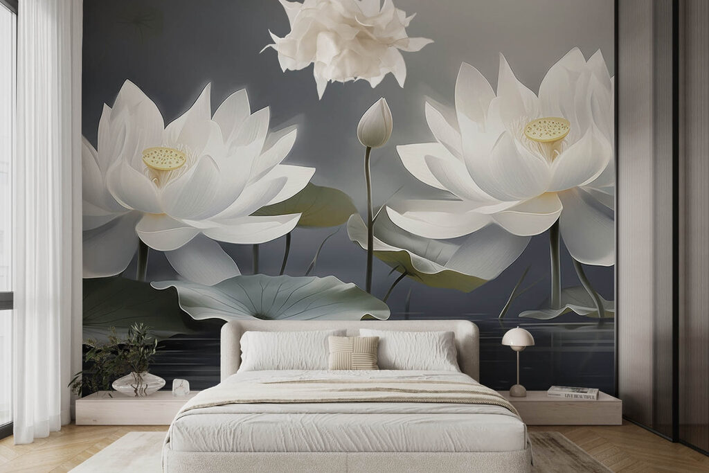 Group of white flowers in water