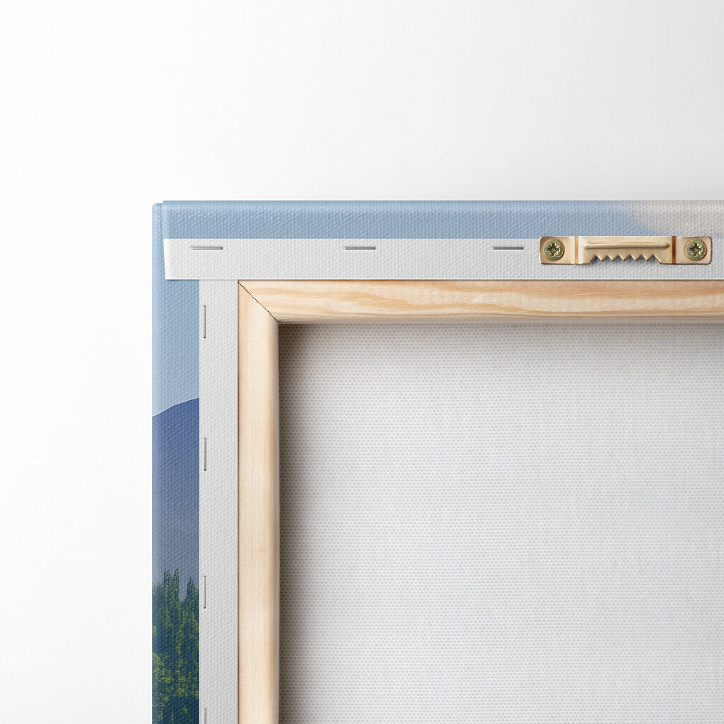 Lake with trees and mountains in the background