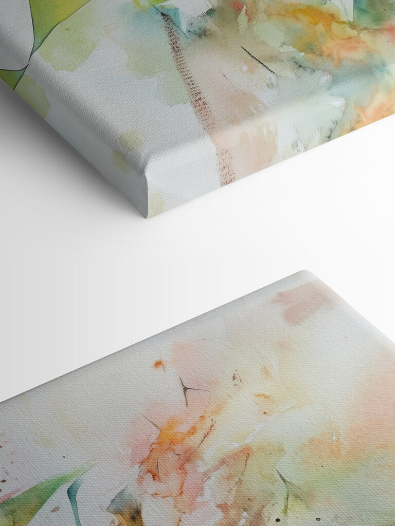 Painting of flowers on a white surface