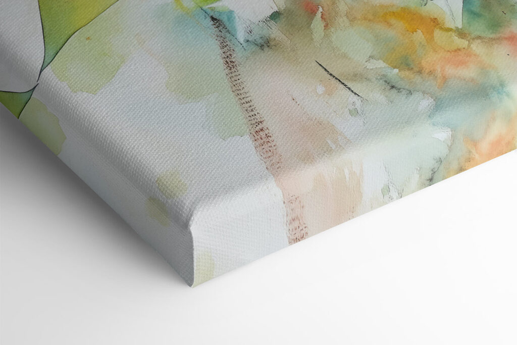 Painting of flowers on a white surface