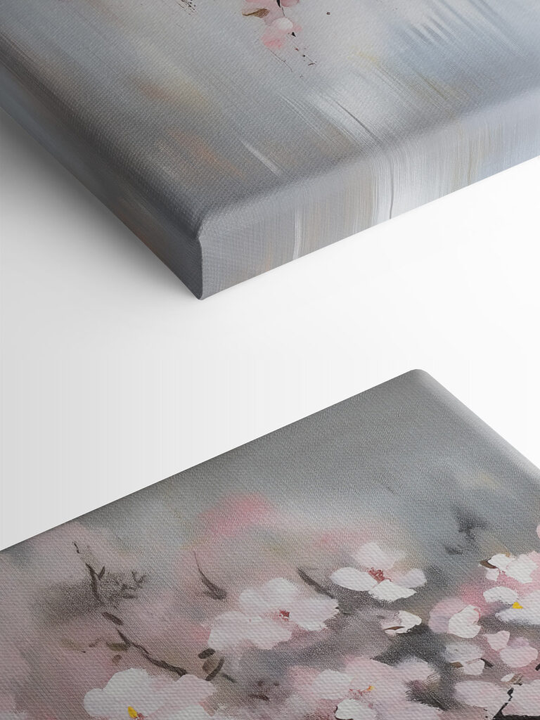 Painting of a tree with pink flowers