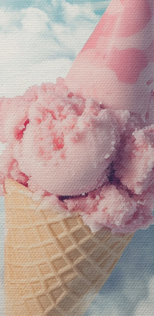 Pink ice cream cone in the clouds